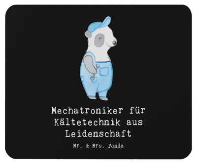 Produktbild von Mr. & Mrs. Panda Mousepad Mechatroniker für Kältetechnik Leidenschaft - Schwarz - Geschenk, Witzig, mousematte, laptop mauspad, Gesellenprüfung, Lustig, Mouse Pad, Spruch