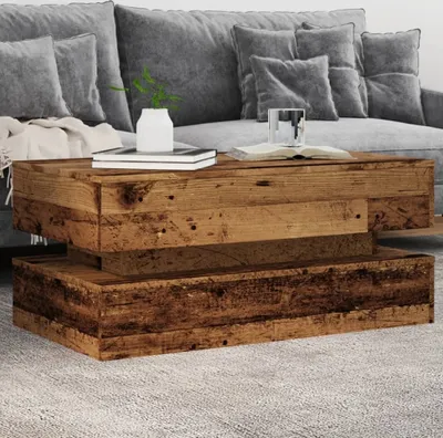 Image de Maison Exclusive - Table basse avec éclairage LED aspect bois ancien 90x50x40 cm