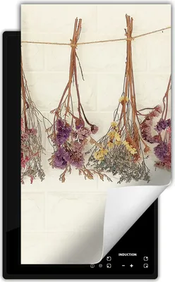 Produktbild von DarHaus Herdabdeckplatte 1 teilig 30x52 cm Anti Rutsch Matte Aufrollbar, Kräuter
