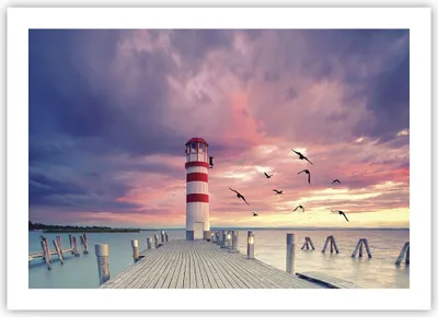 Produktbild von Poster - Poster ohne Rahmen - Laterne Meer Küste - 70x50 cm - Wand Bild - Wanddeko - Wandbilder - Kunstposter - Wandposter - Bilder - Kunstdruck - Wanddekoration - Wandbild - P2XAA70x50-4978