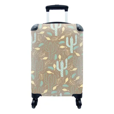 Produktbild von MuchoWow® Koffer Handgepäck Trolley Rollkoffer Kleine Reisekoffer mit 4 Rollen - Kaktus - Pastell - Muster - Cabin Size < 55x40x23 cm & 55x40x20 cm - Fotokoffer - Kabinenkoffer - Boardgepäck - Reise-Box - Reisekoffer - Reisegepäck - Koffer mit Bild - Trolley für Kinder