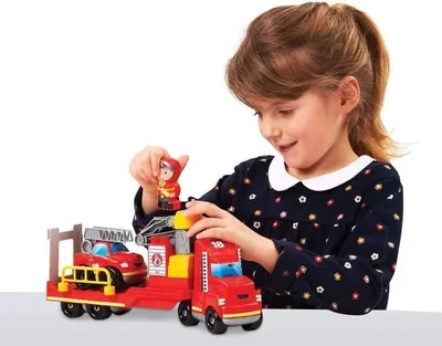 Image de Camion de Pompier Construction Ecoiffier Abrick 3290, Jeu de Construction Enfant, 32 cm, Dès 18 Mois, Fabriqué en France