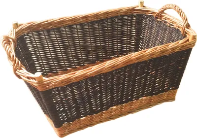 Produktbild von Kaminkorb aus dunkelbrauner Vollweide, 50x33x27/33 cm, Feuerkorb, Tragekorb