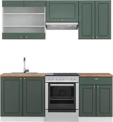 Immagine prodotto di Cucina componibile Vicco Fame-Line Verde-oro rustico/Bianco 200 cm , PL Rovere, Model 42358
