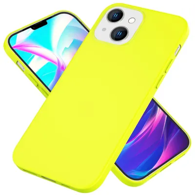 Immagine prodotto di Custodia per iPhone 14 Plus - Custodia in silicone neon colorata e vellutata antiscivolo giallo