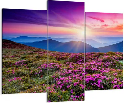 Produktbild von Bild auf Leinwand - Leinwandbild - Wiese Berg Himmel Landschaft - 130x100cm - Wand Bild - Wanddeko - Leinwanddruck - Bilder - Kunstdruck - Wanddekoration - Leinwand bilder - Wandkunst - CB130x100-2719