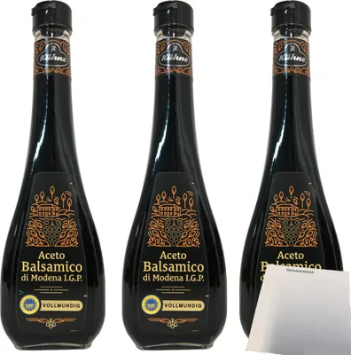 Produktbild von Kühne Aceto Balsamico di Modena vollmundig Essig aus original italienischem Rotweinessig mit Traubenmostkonzentrat 3er Pack (3x500ml Flasche) + usy Block