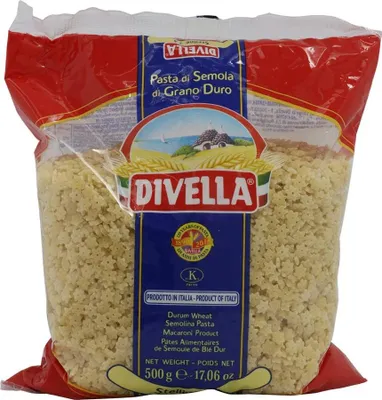 Produktbild von 24x Divella Stelline N. 74 Hartweizengrieß Pasta Italienische Nudeln 500g Packung + Italian Gourmet Polpa di Pomodoro 400g Dose