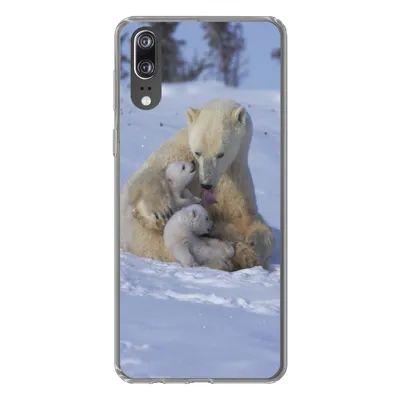 Produktbild von MuchoWow® Handyhülle Schutzhülle Hülle für Huawei P20 Eisbären - Schnee - Weiß Silikon Softcase Handy Hülle - Hardcover