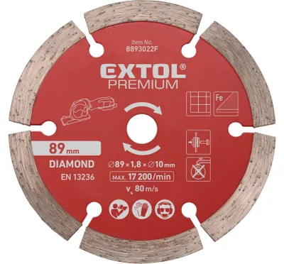 Productafbeelding van Diamantslijpschijf Extol Premium (8893022F) segment-?89x1-0x10mm