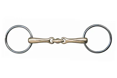 Zdjęcie produktu dla Podwójny wędzidło HKM 18 mm, argentan, stal nierdzewna, szerokość 11,5 cm. Pierścienie Ø 60 mm
