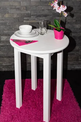 Produktbild von Tisch Kiefer massiv Vollholz weiß Junco 234A (rund) - Ø 60 cm