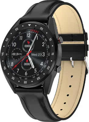 Imagen del producto de Reloj inteligente L7 para mujer, con monitor de presión arterial, Bluetooth, GPS y monitor de sueño. Correa de cuero negra