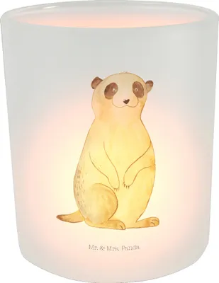 Produktbild von Mr. & Mrs. Panda Deko Windlicht Erdmännchen - Transparent - Geschenk, Kerzenlicht, Windlicht Kerze, Teelichthalter, Afrikareise, Afrika, Weltreise, Kerzenglas, Traveling
