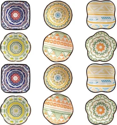 Produktbild von Keramik-Schalen-Set aus 12 kleinen Schalen, 120 ml Dip-Schale für Sojasauce, Joghurt, Soufflé, Eiscreme, Beilagen