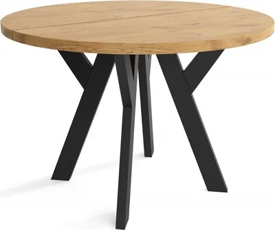 Produktbild von Runder Esszimmertisch LOFT O, Tisch Durchmesser: 90 cm, Wohnzimmertisch Farbe: LANCELOT, mit Holzbeinen in Farbe Schwarz