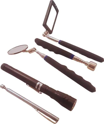 Produktbild von Inspektionspaket 5 tlg. 2 x Magnetheber, 2 x Inspektionsspiegel & Taschenlampe flexibel Teleskop