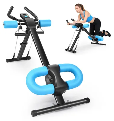 Image de Machine à abdominaux, design pliable, niveaux d'intensité réglables, couleur bleue