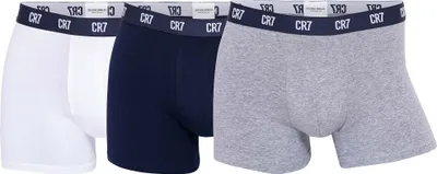 Zdjęcie produktu dla Bokserki męskie CR7, 3-pak - kąpielówki, bawełna organiczna stretch biały/szary/ciemnoniebieski M