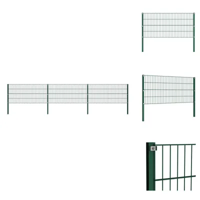 Produktbild von vidaXL Zaunfeld mit Pfosten Eisen 5,1 x 0,8 m Grün - Zaunfelder