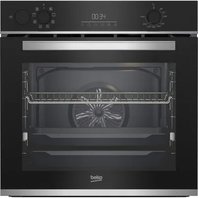Beko BBIS13300X Einbau-Elektrobackofen, Schwarz, 72 l Volumen, 59,4 cm Breite, , Ober-/Unterhitze + Umluft, Display, integrierte Uhr
