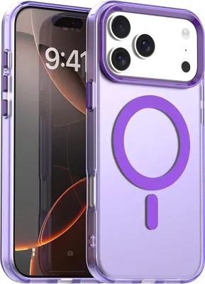 Immagine prodotto di Custodia per iPhone 17 Pro Max, compatibile con MagSafe, sottile custodia semi-trasparente opaca antiurto Viola