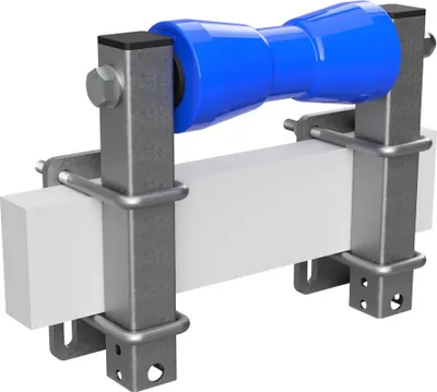 Image de Rouleau de quille en polyuréthane avec supports aide à la mise à l'eau des remorques de bateaux galvanisé SUPROD, B=200, L=250 mm, bleu