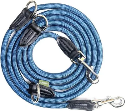 Image de Laisse pour chien réglable, 3 m, robuste, bleue, résistance à la traction de 200 kg
