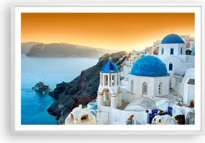 Produktbild von Gerahmtes Poster - Weißer Rahmen - Santorini Griechenland Urlaub Insel - 91,5x61 cm - Wand Bild - Wanddeko - Wandbilder - Wandposter - Bilderrahmen - Bilder - Kunstdruck - Wandbild - P2WAA91x61-2529