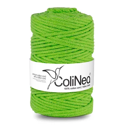 Produktbild von Geflochtene Baumwollkordel 5mm 100m hellgrün ColiNea mit Baumwollkern geflochten