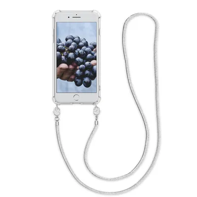 Produktbild von kwmobile Schutzhülle kompatibel mit Apple iPhone 7 Plus / iPhone 8 Plus - Hülle - Handykette - Silikon Handyhülle Cover Case Transparent Silber