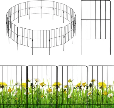 Image de Clôture de jardin décorative en métal, 25 pièces, noire, antirouille