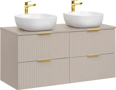 Produktbild von Doppelwaschtisch 120.8cm Adriel mit 4 Schubladen, Beige