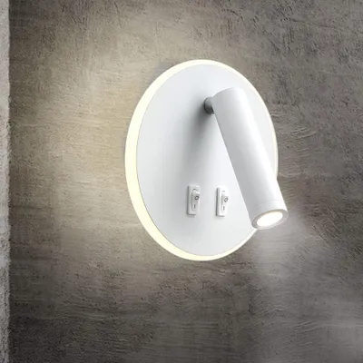 Produktbild von 10W LED Wandleuchte Innen LED Wandstrahler mit Schalter für Schlafzimmer Nachttisch Wohnzimmer Arbeitszimmer, Weiß, Lichtfarbe: Warmweiß