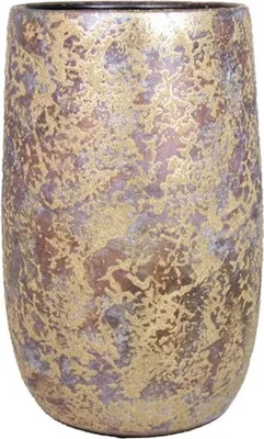 Produktbild von INNA-Glas Vintage Pflanzvase Mago aus Keramik, Wischoptik, Gold, 40 cm, Ø 22 cm - Keramikvase