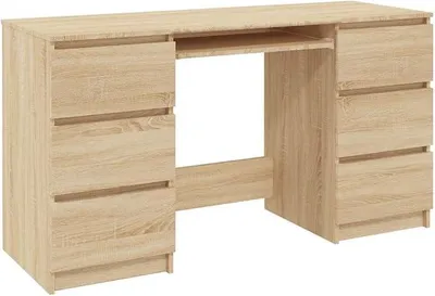 Imagen del producto de Escritorio de madera, 140 x 50 x 77 cm, con 6 cajones
