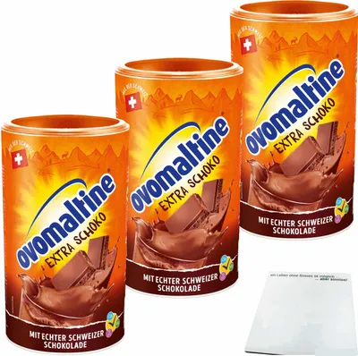 Produktbild von Ovomaltine Extra Schokolade 3er Pack (3x450g Dose) + usy Block