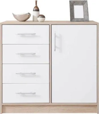 Produktbild von Kommode Sideboard Smart 90x40x83,5cm weiß Sonoma Eiche 1-türig