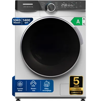 Productafbeelding van Heinner HWM-M1014IVKA Voorlader Wasmachine 10 kg, 1400 tpm, Stoom, SpaCare, Wit