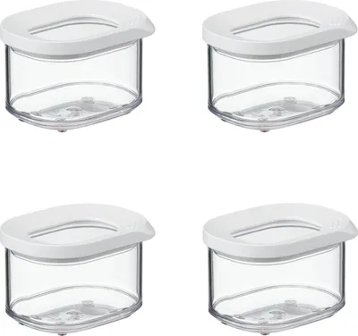 Produktbild von Mepal - Vorratsbehälter Modula 4-teiliges Set - Aufbewahrungsboxen mit Deckel - Küchenorganizer & Vorratsboxen - Stapelbar & Luftdicht - 4x 175 ml - White