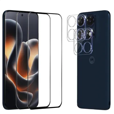 Zdjęcie produktu dla 2-pak Motorola Edge 70 Pro Szkło ochronne na ekran & 2-pak ochrona obiektywu - Szkło hartowane 9H - Super jakość 3D