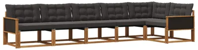 Immagine prodotto di vidaXL Set di divani da esterno, 6 pezzi, colore naturale e nero
