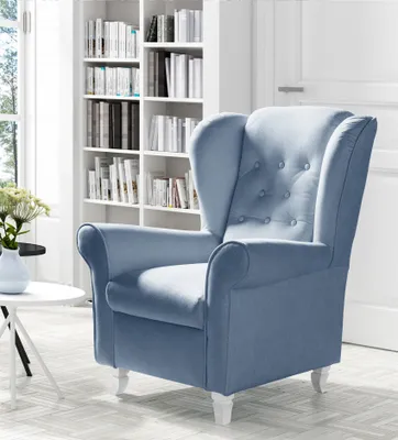 Produktbild von Sessel Ohrensessel Wohnzimmersessel ORLANDO Webstoff Hellblau