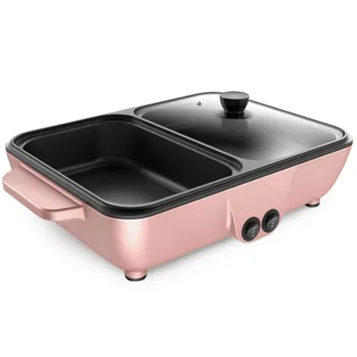 Zdjęcie produktu dla Elektryczna patelnia grillowa z 2 stopniami prędkości, wielofunkcyjna, mała (2 litry), Hot Pot Barbecue, moc 1200 W, idealna do użytku w domu