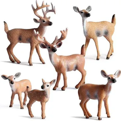 Image de Figurines décoratives en plastique représentant des têtes de cerfs blancs, lot de 6
