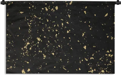 Produktbild von MuchoWow® Wandteppich Wandbehang Goldene Flocken auf schwarzem Hintergrund 90x60 cm Tapisserie Dekoration Wandtuch - Wandskulpturen - Bildteppich