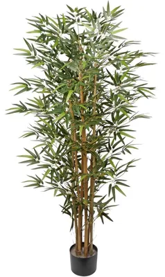 Produktbild von Künstlicher Bambusbaum mit Echtholzstamm 152 cm Grün im Zementtopf