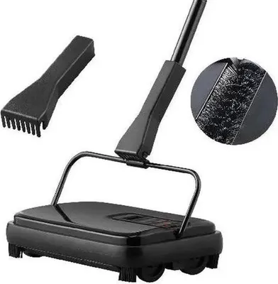 Image de Nettoyeur de tapis - Nettoyeur de taches - Balayeur de tapis - Bac de ramassage 300ml - Sans fil - Aspirateur - Poils d'animaux - Noir