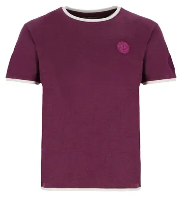 Produktbild von Wattlöper Herren T-Shirt mit maritimen Backprint und Stickerei "meer LEBEN" - Kurzarm-Shirt mit Rundhalsausschnitt in Purple Größe L