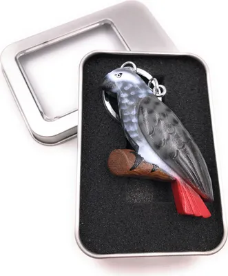 Produktbild von Schlüsselanhänger Holz Papagei Nymphensittich schwarz Sittich Vogel Zuchtvogel Kakadu Anhänger in Geschenkbox